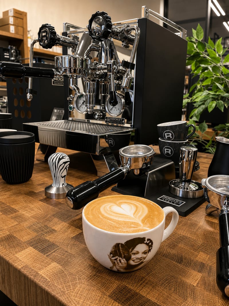 Rocket-espressomachine in de showroom van Espressofix in Haarlem